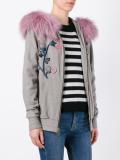 fur hooded appliqué detail cardigan