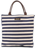 striped denim shopping bag