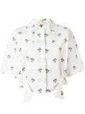 cropped daisy print shirt