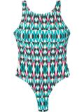 round neck print swimsuit