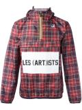 logo print checked jacket 