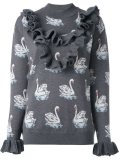swan print knitted top