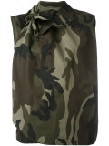 camouflage print sleeveless blouse