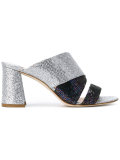 metallic chunky heel sandals 