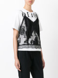 printed lace detail T-shirt
