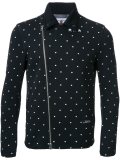 dotted back quote biker jacket
