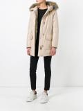 trimmed hood zipped coat