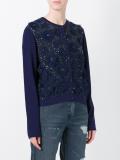 sequined floral applique cardigan