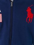 flag patch zipped cardigan
