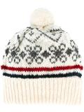 intarsia pompom beanie hat