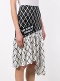 Fishnet Print Asymmetric Silk Skirt