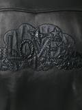 embroidered love patch biker jacket