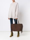 wide fringed tote bag