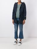 patched flared hooded jacket