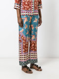 multiple patterns straight trousers