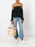 Pom pom straw tote