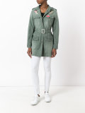 embroidered patch belted jacket