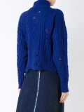 distressed cable knit jumper