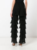 layered ruffled straight trousers