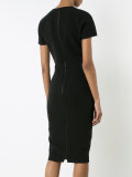 striped detail fitted dress