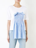 smocked gingham insert T-shirt