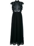 embroidered front semi sheer dress