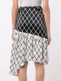 Fishnet Print Asymmetric Silk Skirt