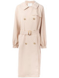 draped twill trench coat 