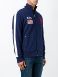flag patch zipped cardigan