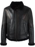 panelled leather bomber jacket