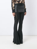 layered flare trousers