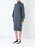 raw edge 'funnel neck' dress