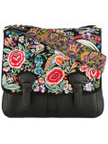 Floral embroidered satchel bag 
