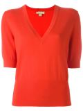short sleeved V-neck sweater