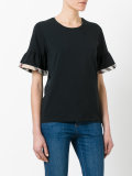 T-shirt with check trim ruffles