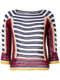 striped, half length sleeve knit top 