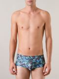 foliage print swim trunks