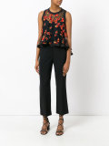 flowers embroidery sheer blouse