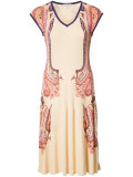 printed rib accent dress