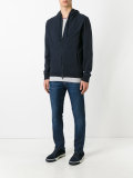 embossed logo zipped hoodie