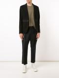 single button stripe blazer