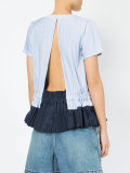 plissé flared blouse