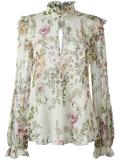 floral print sheer blouse