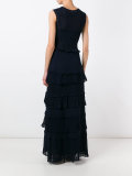 tiered v-neck knitted gown