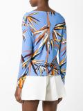 leaves print boatneck T-shirt