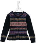 crew neck intarsia cardigan