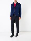 dotted back quote biker jacket