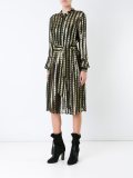 mosaic belted shirt dress