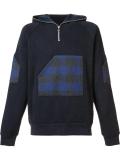 plaid zipped neck hoodie