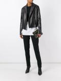 open front leather jacket
